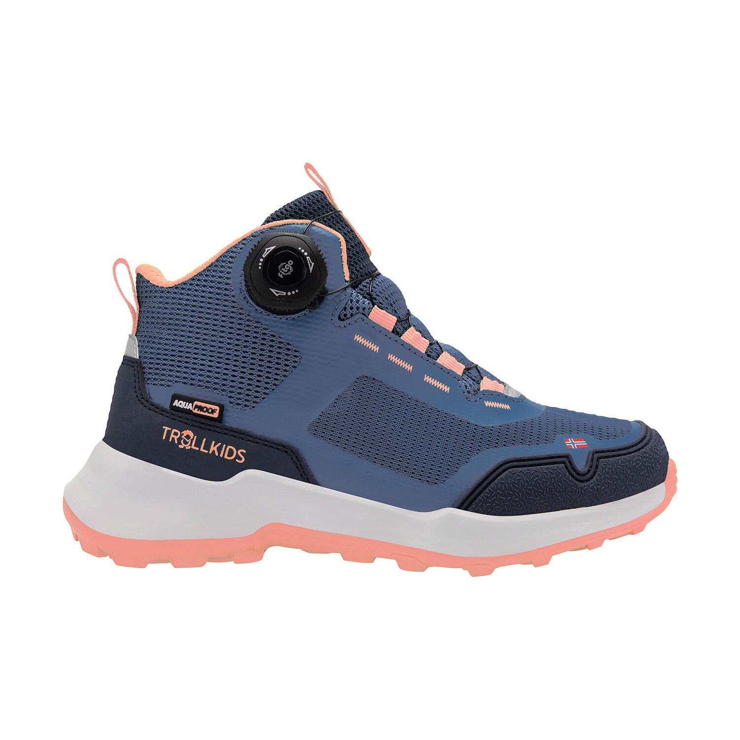 Trollkids - Enfants Trollfjord Chaussures De Randonnée Mi-hautes Bleu Lotus/corail - Chaussures De Sport - Bleu|orange|rose - 32 - Decathlon