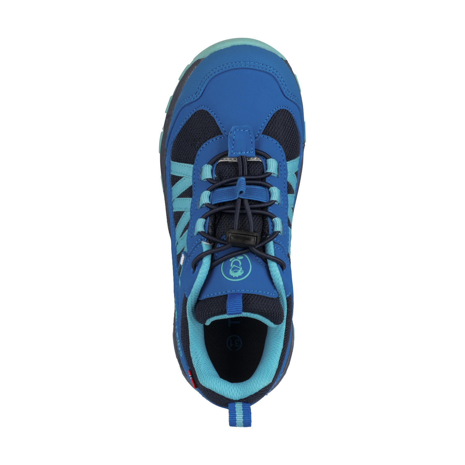 Chaussures de randonnée enfant Tronfjell basses bleu cobalt/turquoise/bleu foncé 3/4