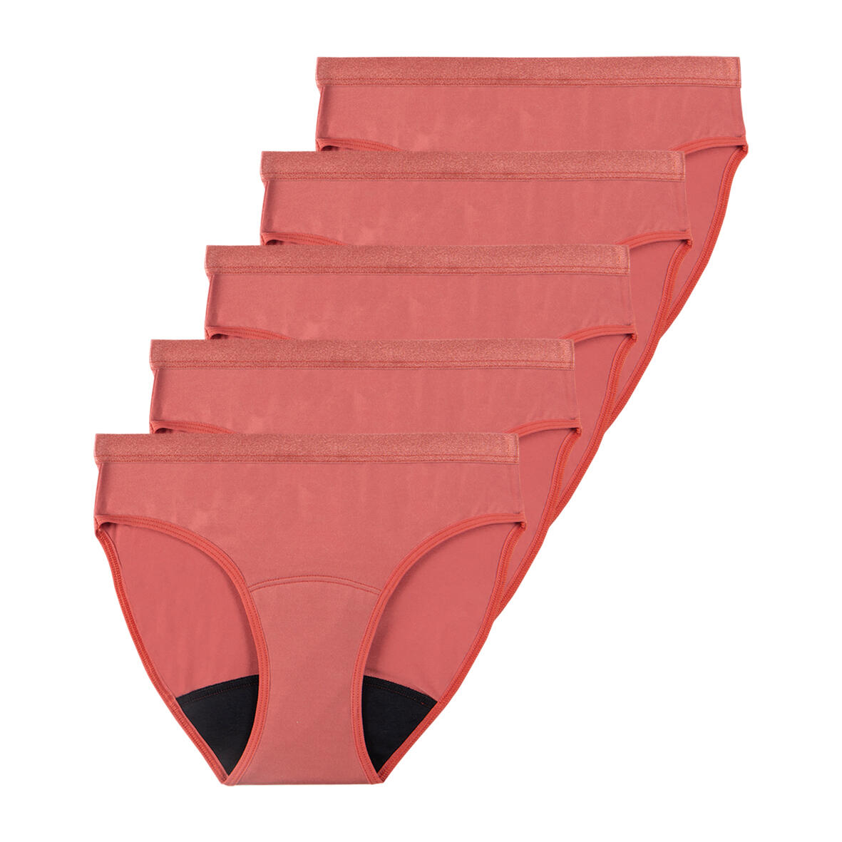 Athena - Lot De 5 Culottes Menstruelles Fille - Culotte Shorty - Marron|rouge - 14 À 16 Ans - Decathlon
