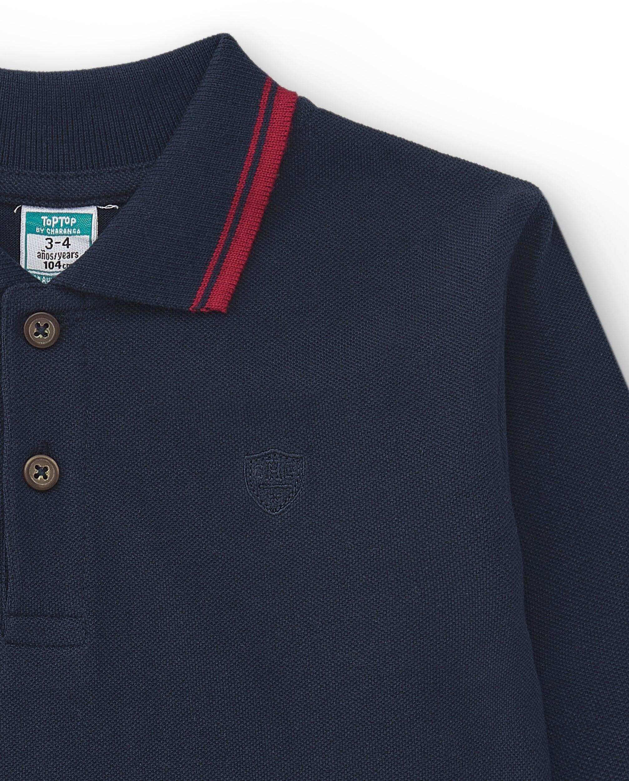 Polo manga larga de niño marino detalle cuello 5/5