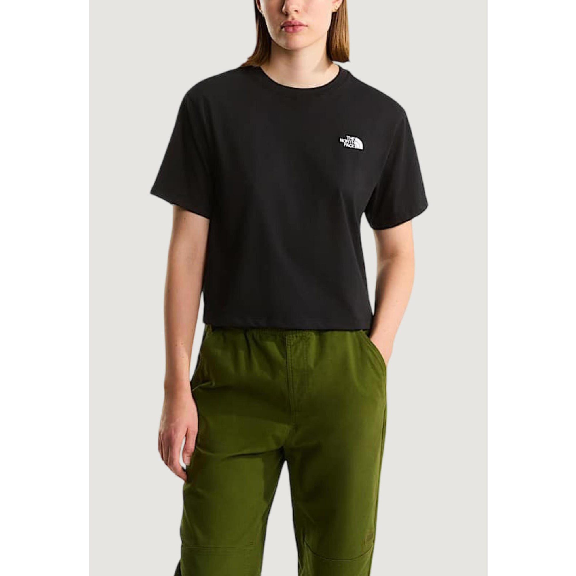 The North Face - T-shirt Crop Top W Evolution Simple Dome Crop Rlx Ss Tee Femme Noir - T-shirt Crop Top - Noir - Decathlon