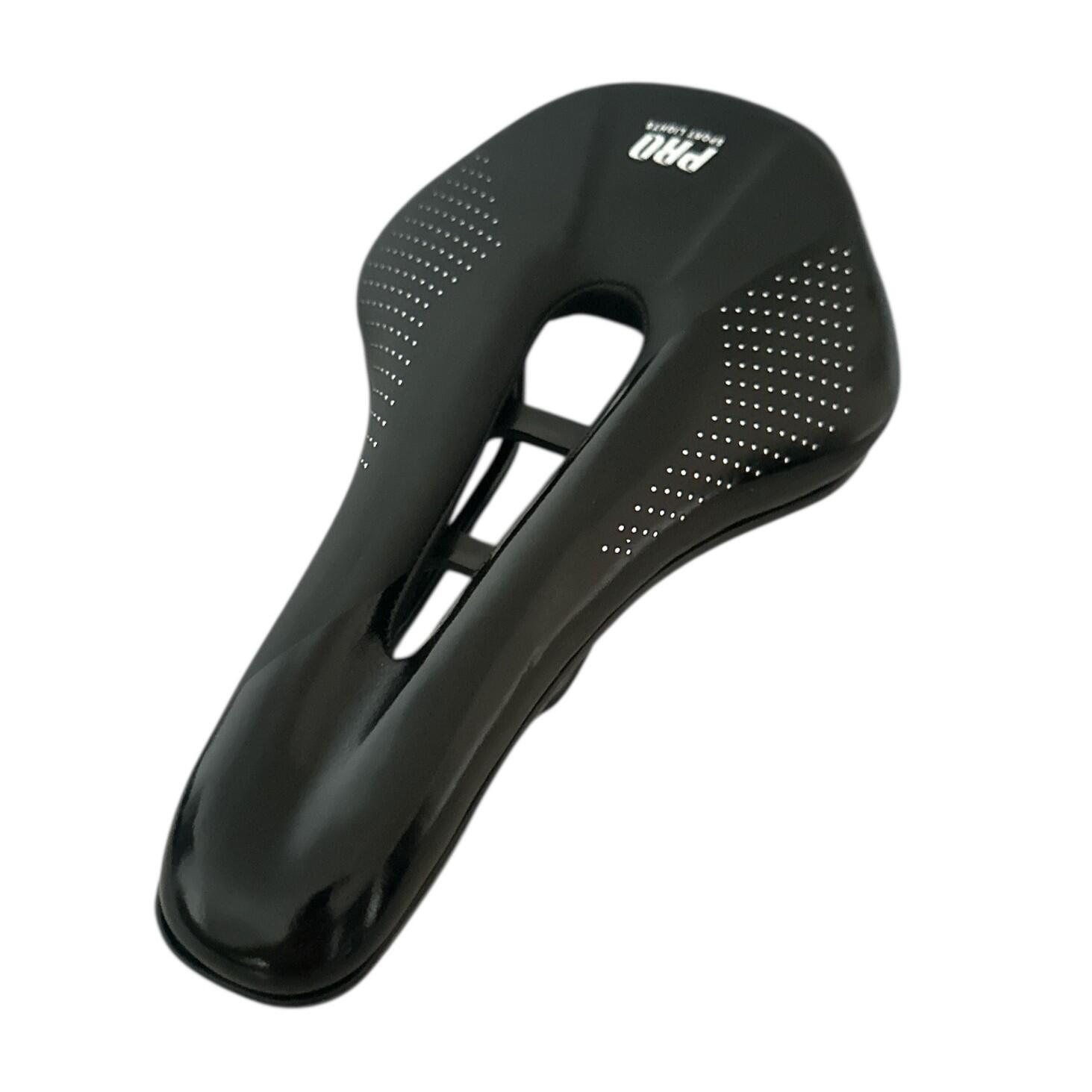 Selle Vélo Unisexe – Gel Cuir Souple, 24x14,3 Cm, Arc Acier, Noir, Respirante, Confortable