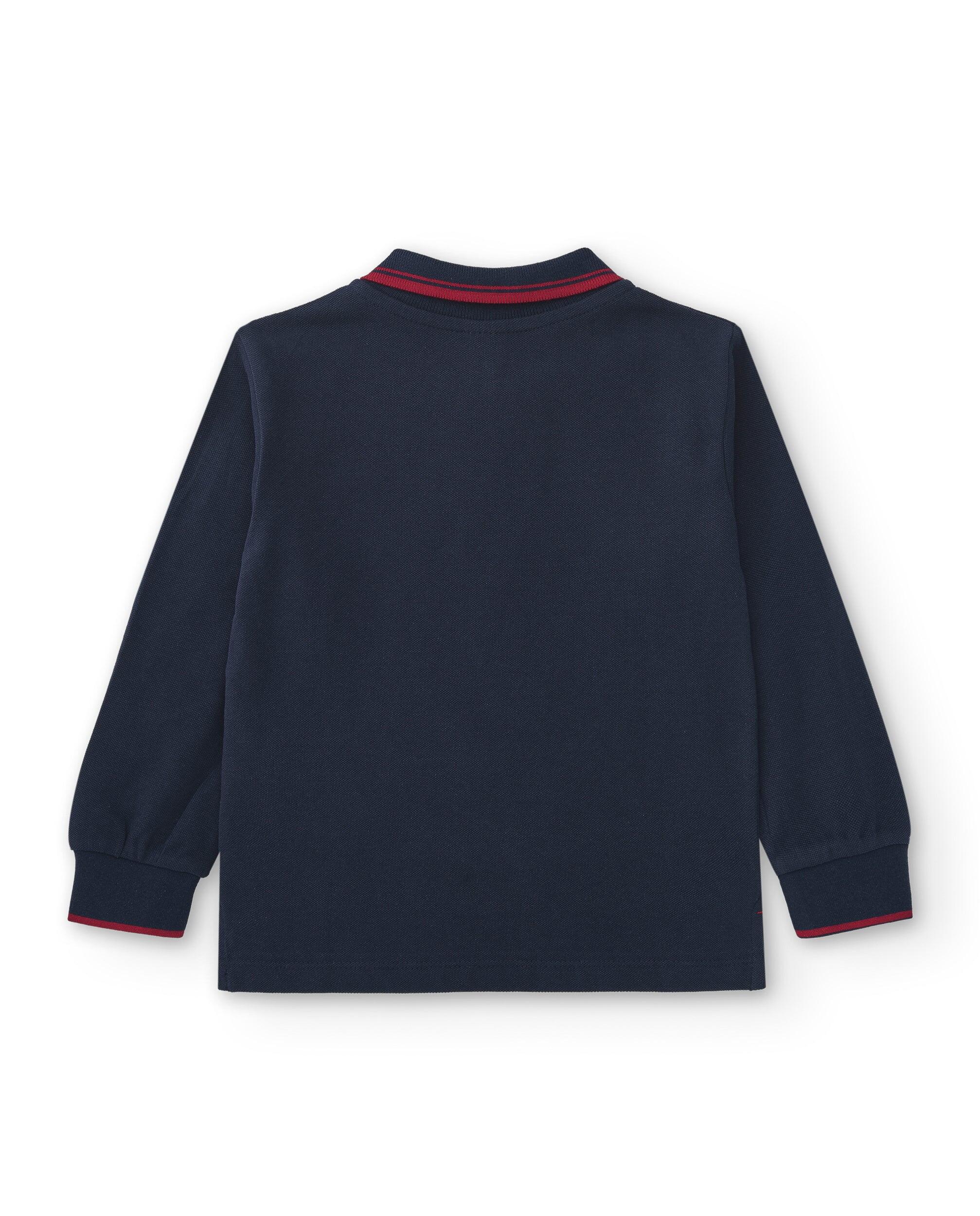 Polo manga larga de niño marino detalle cuello 2/5