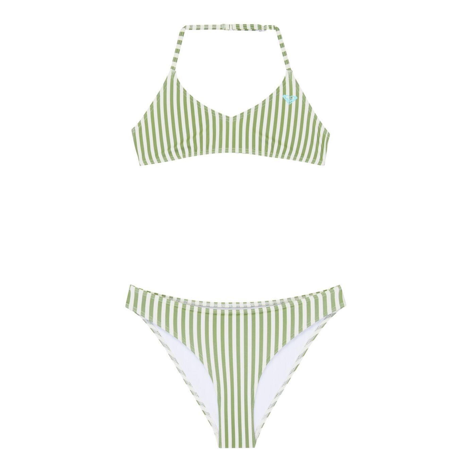 Roxy - Ensemble Bikini Bralette Deux Pièces Bico Active Vert Fille - Maillot De Bain 2 Pièces - Vert - 8 À 10 Ans - Decathlon