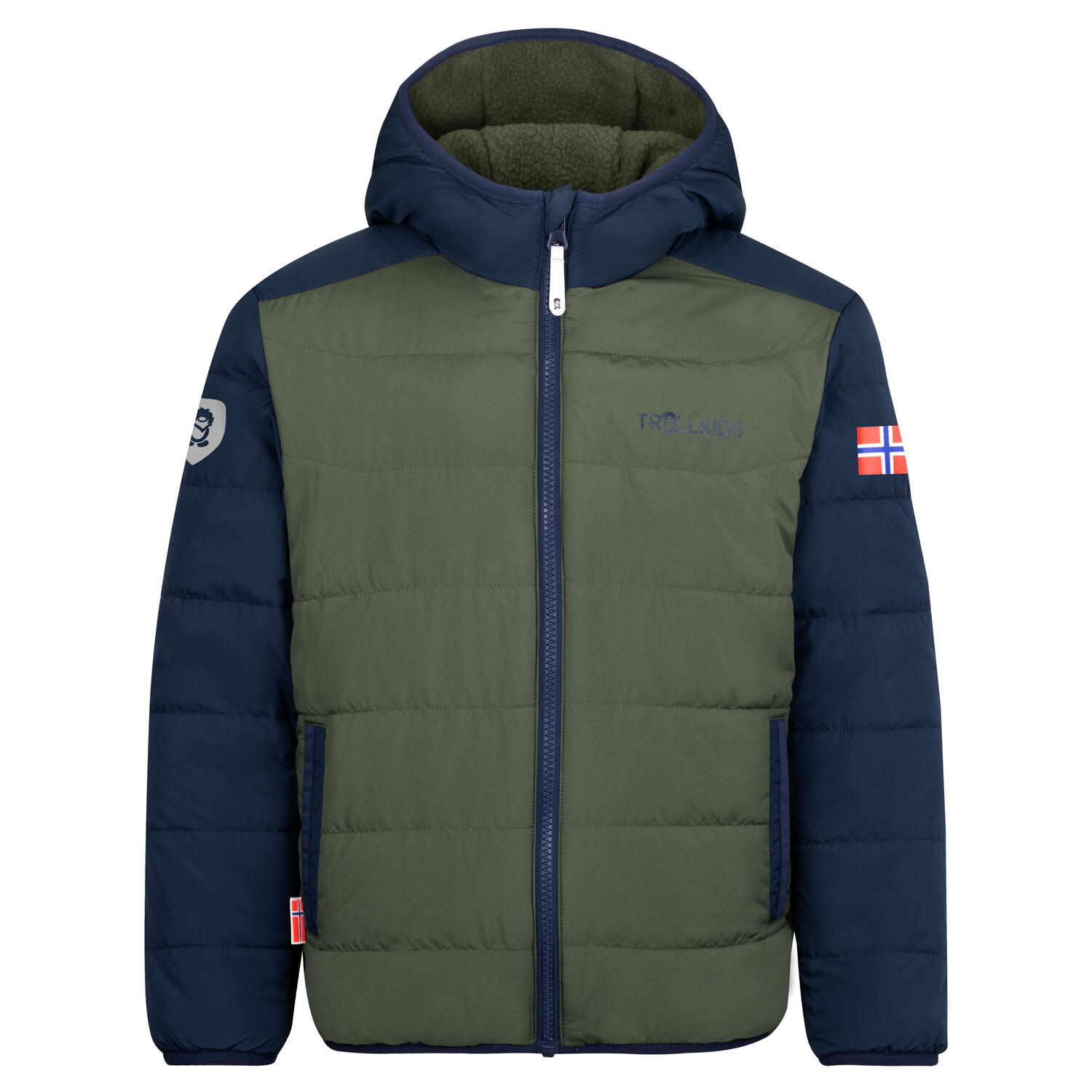 veste coupe-vent pour enfants avec poches zippées SANDVIKA vert lierre/marine 2/6