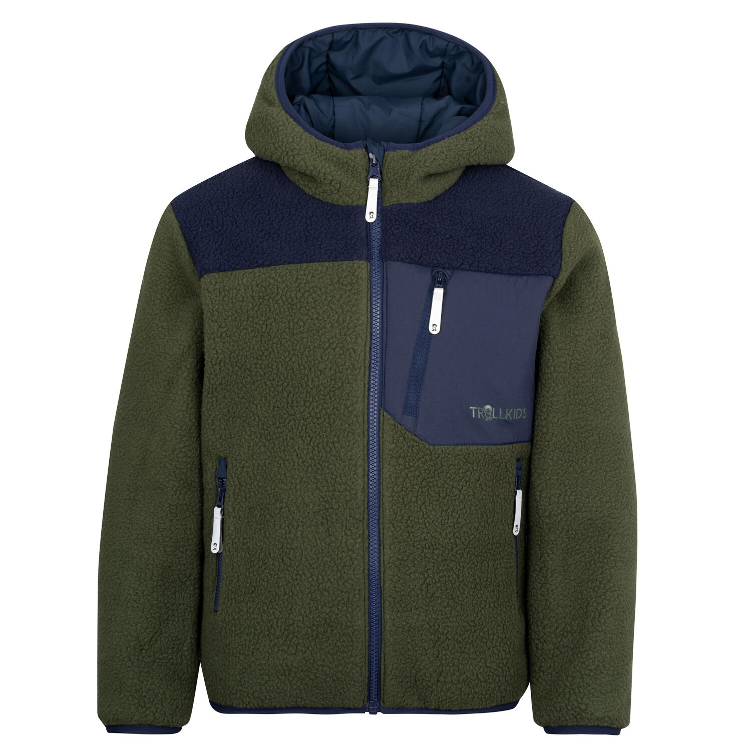 veste coupe-vent pour enfants avec poches zippées SANDVIKA vert lierre/marine 5/6