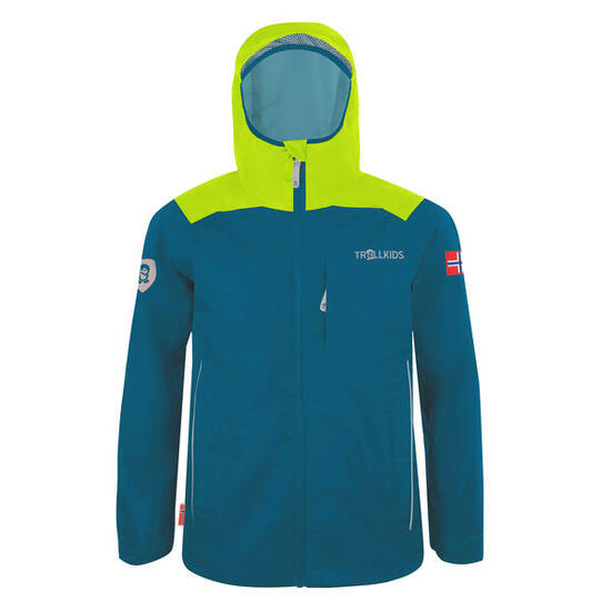 Veste de pluie Bergen pour enfants Bleu pétrole/Lime