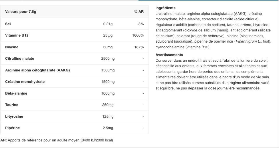 Pre-workout - Pump 3G Zero Stim Pre-Workout - Eclats de Fruits 375g 2/3