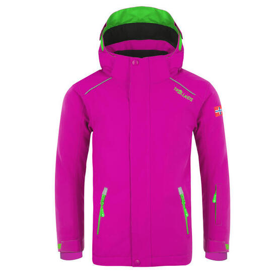 Veste de ski Holmenkollen PRO enfant rose/vert imperméable