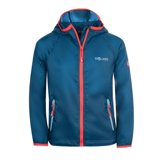 Coupe-vent enfant Fjell bleu pétrole/rouge