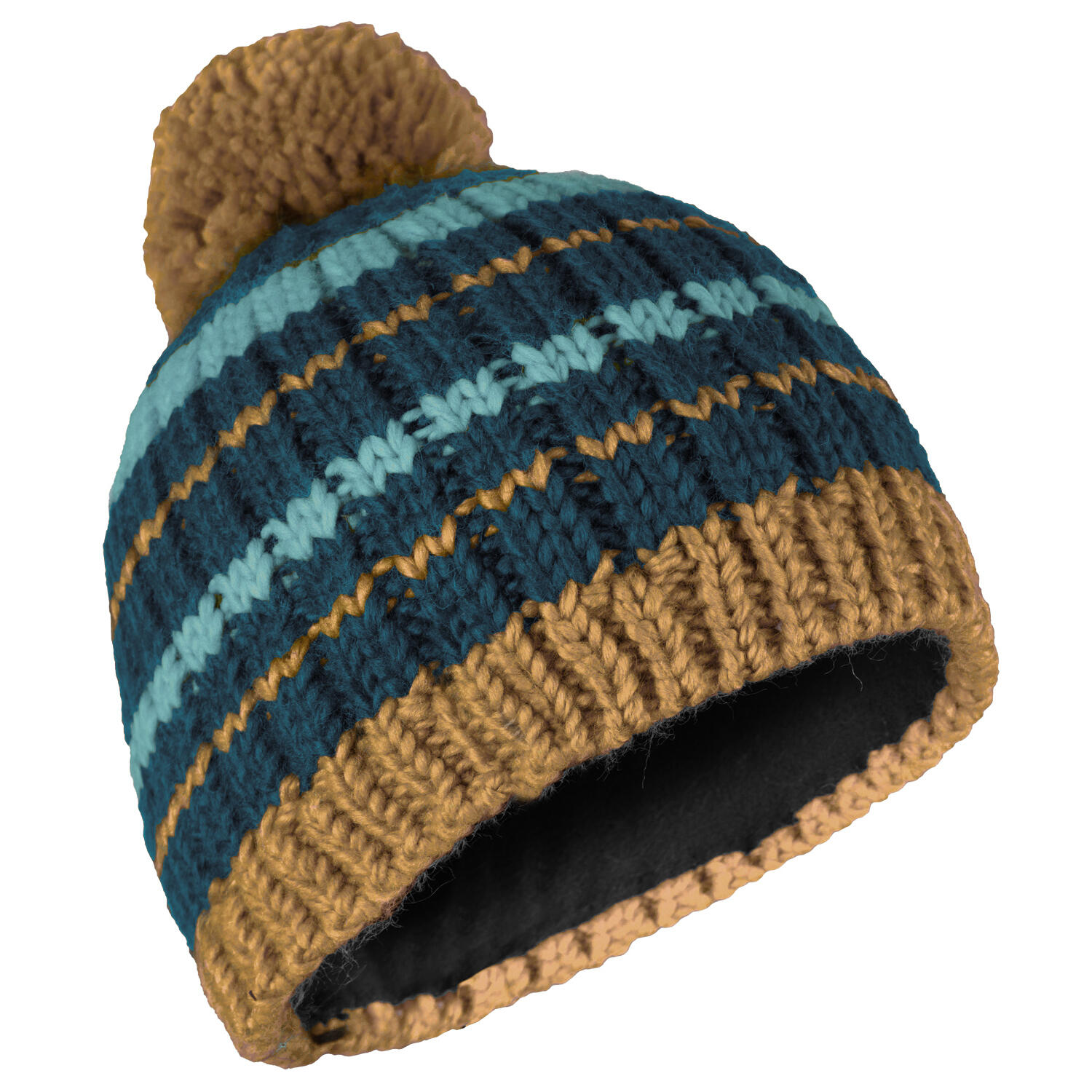 Bonnet à pompon enfant Hafjell bleu-vert/bleu d'eau/miel 2/2
