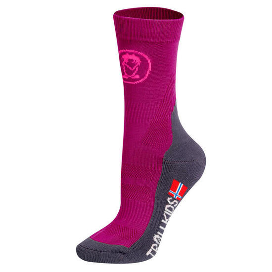 Chaussettes de randonnée enfant mi-hautes magenta