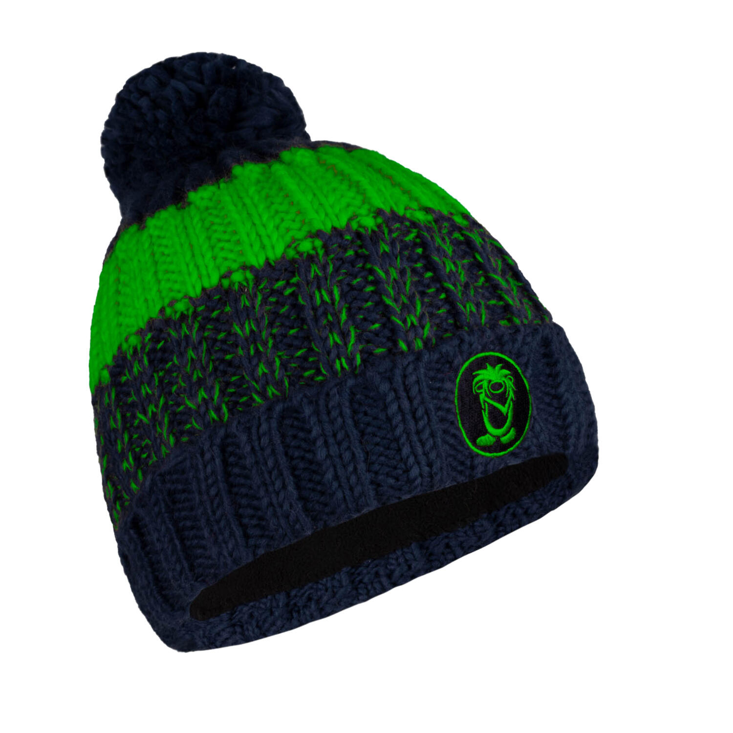 Bonnet à pompon enfant Troll bleu marine / vert clair 2/2