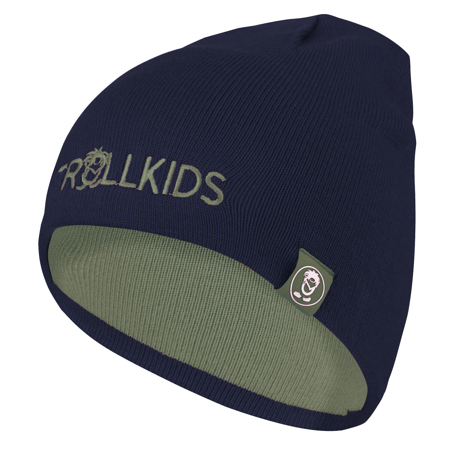 Bonnet de laine enfant Troll mousse/bleu mystique 2/2