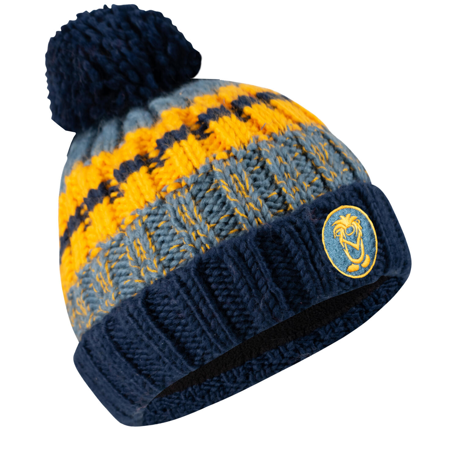 Bonnet à pompon enfant Troll bleu acier/marine/mangue 2/2