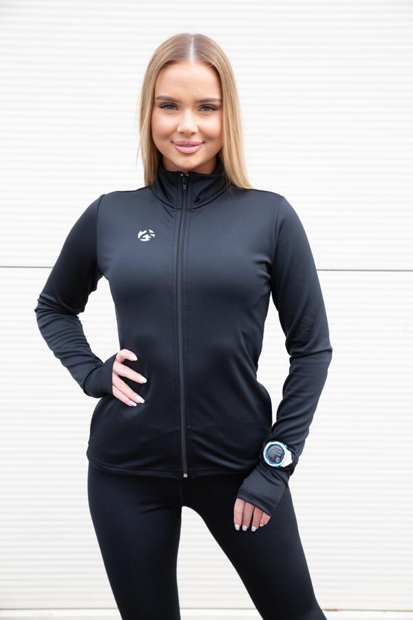 Rozpinana czarna bluza do biegania damska 2skin Time to run 3/7