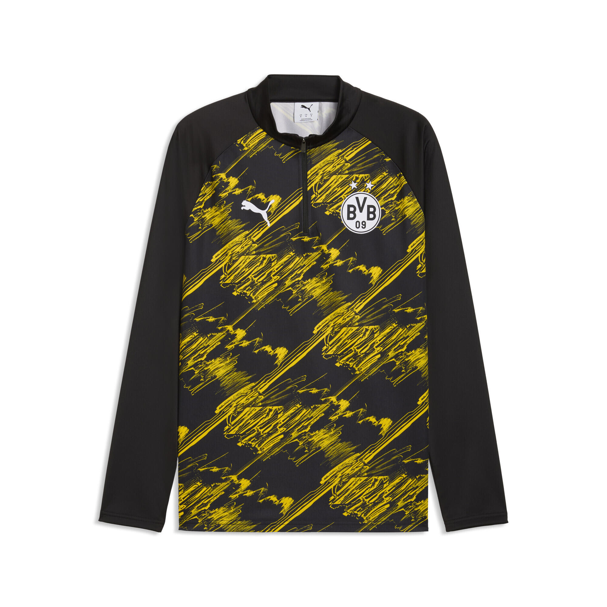Bluză bărbați fermoar 1/4 Borussia Dortmund, negru/galben PUMA