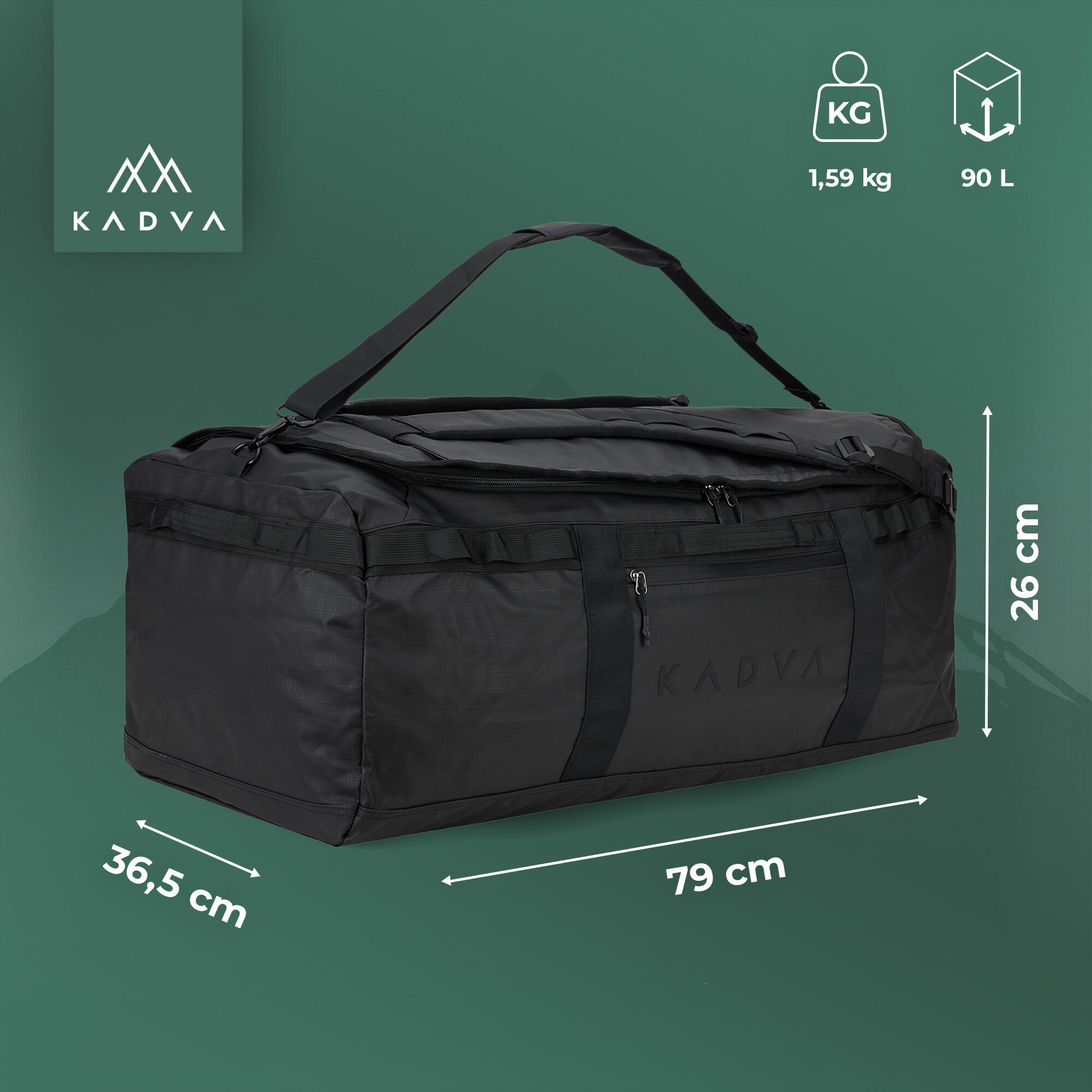 Mochila com função de mochila KADVA Alltaker 90 l 2/6