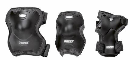 Roces - Super - Protections de patinage - Lot de 3 - Adultes - Noir - S