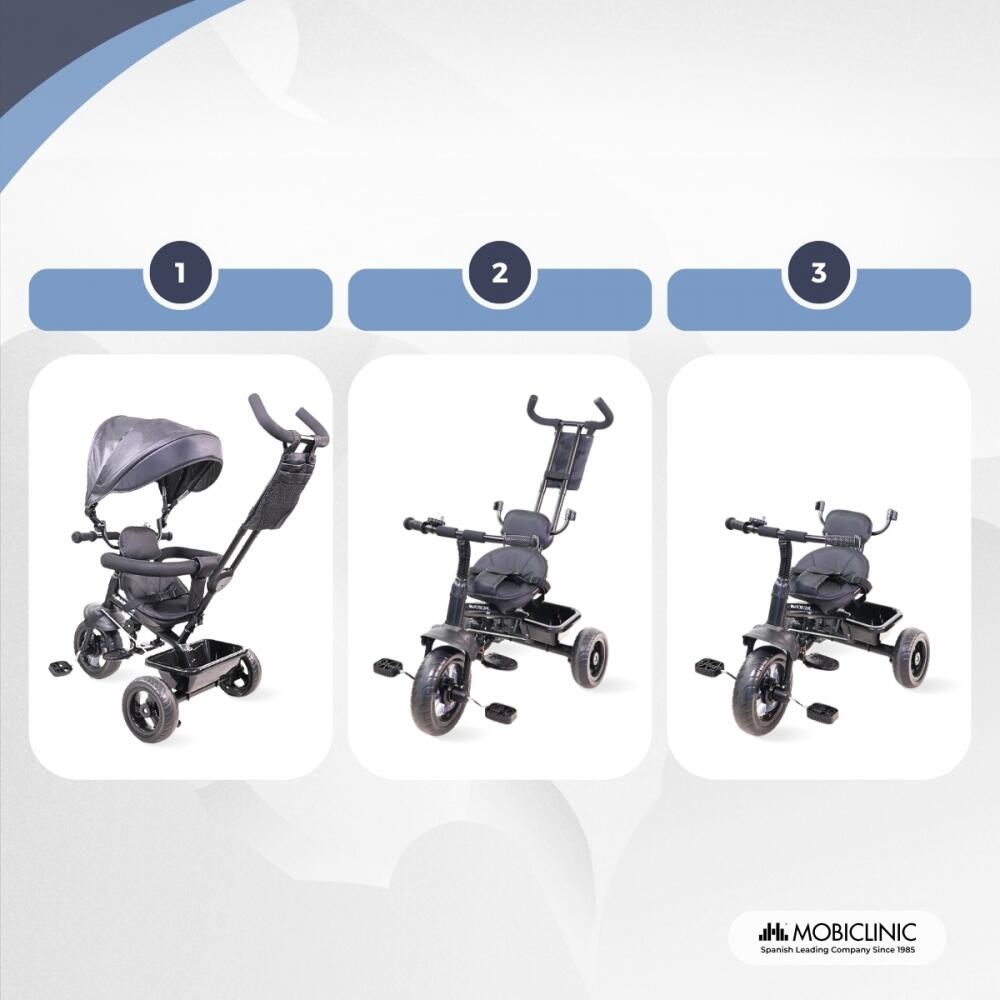 Triciclo evolutivo 3 em 1 Seguro Confortável e prático Design ajustável Preto 3/7