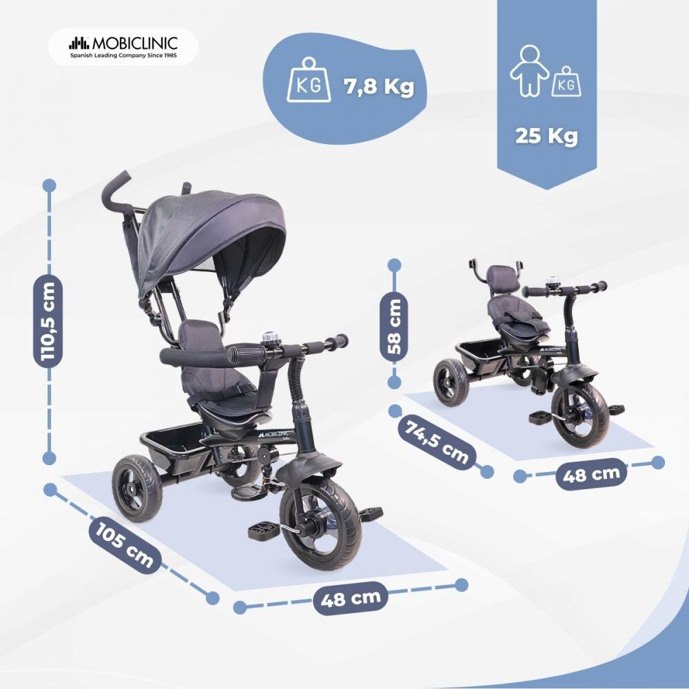 Triciclo evolutivo 3 em 1 Seguro Confortável e prático Design ajustável Preto 2/7