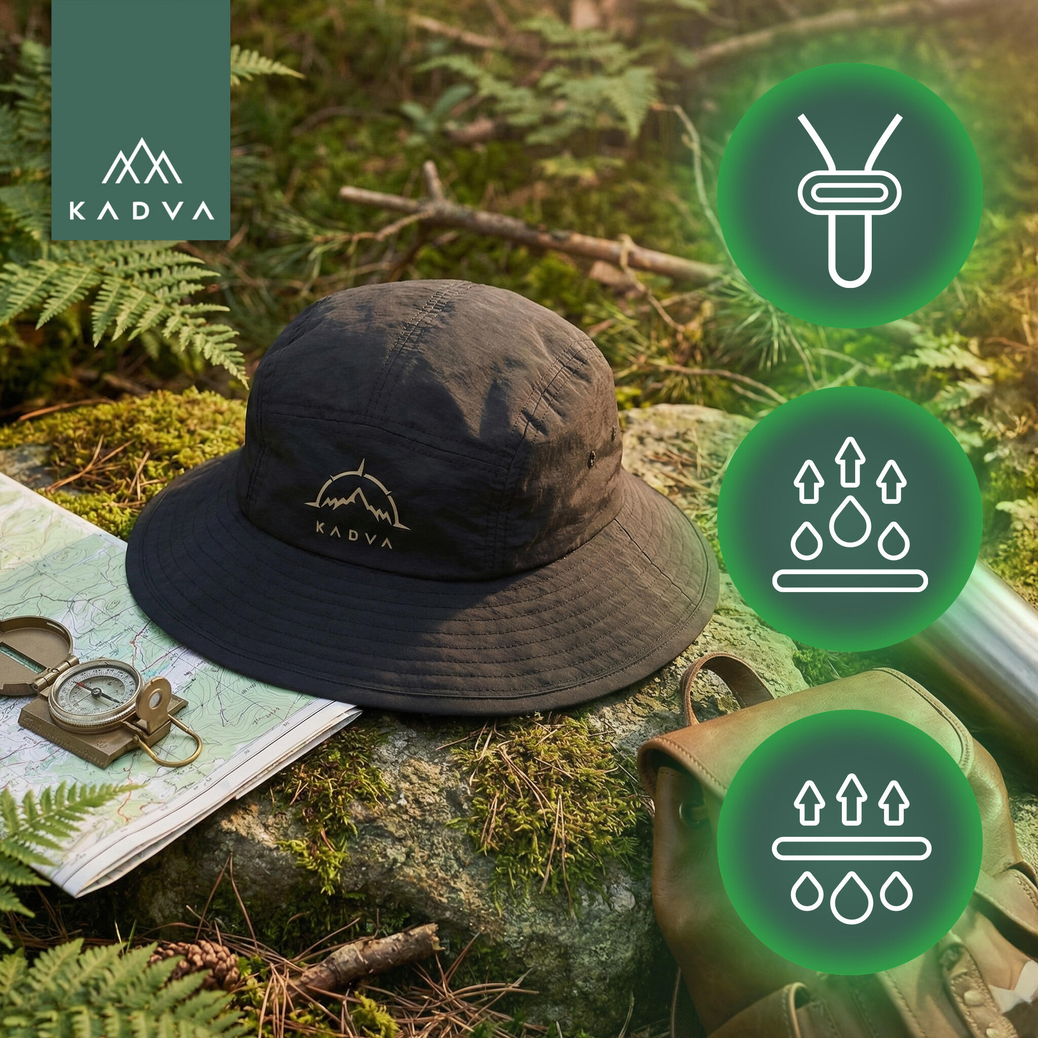 Chapeau KADVA Hiker réglable noir taille unique 3/6