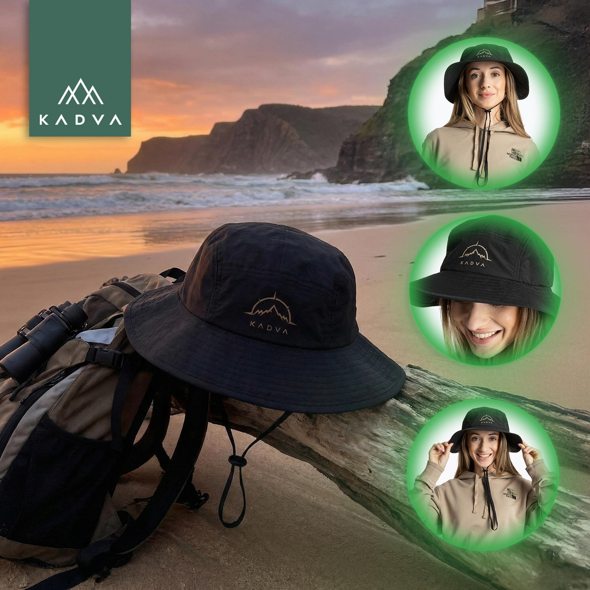 Chapeau KADVA Hiker réglable noir taille unique 4/6