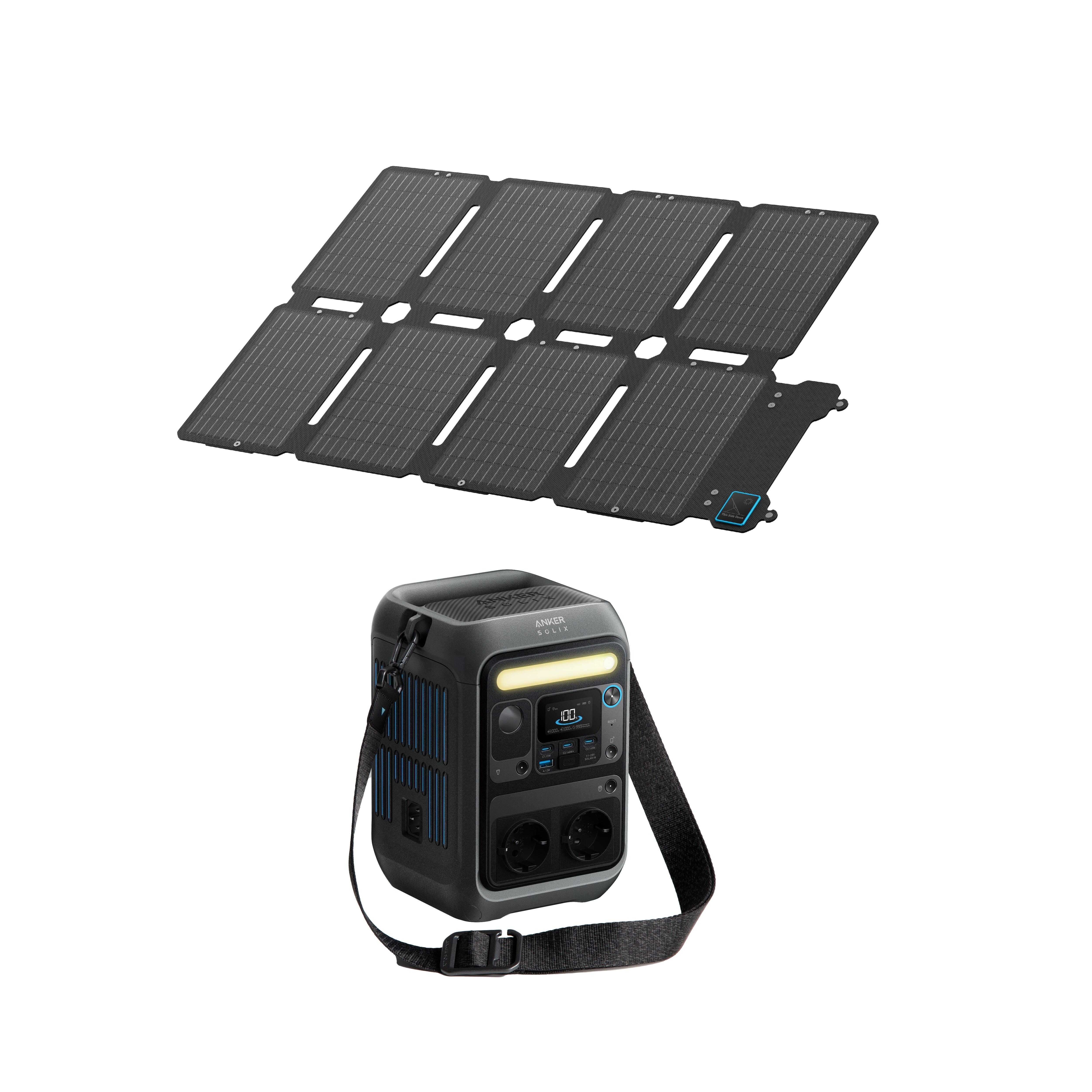 Anker - Kit Station Électrique Anker Solix C300x Ac Avec Panneau Solaire Ps100x(100w) - Station D'Énergie - Gris - Taille Unique - Decathlon