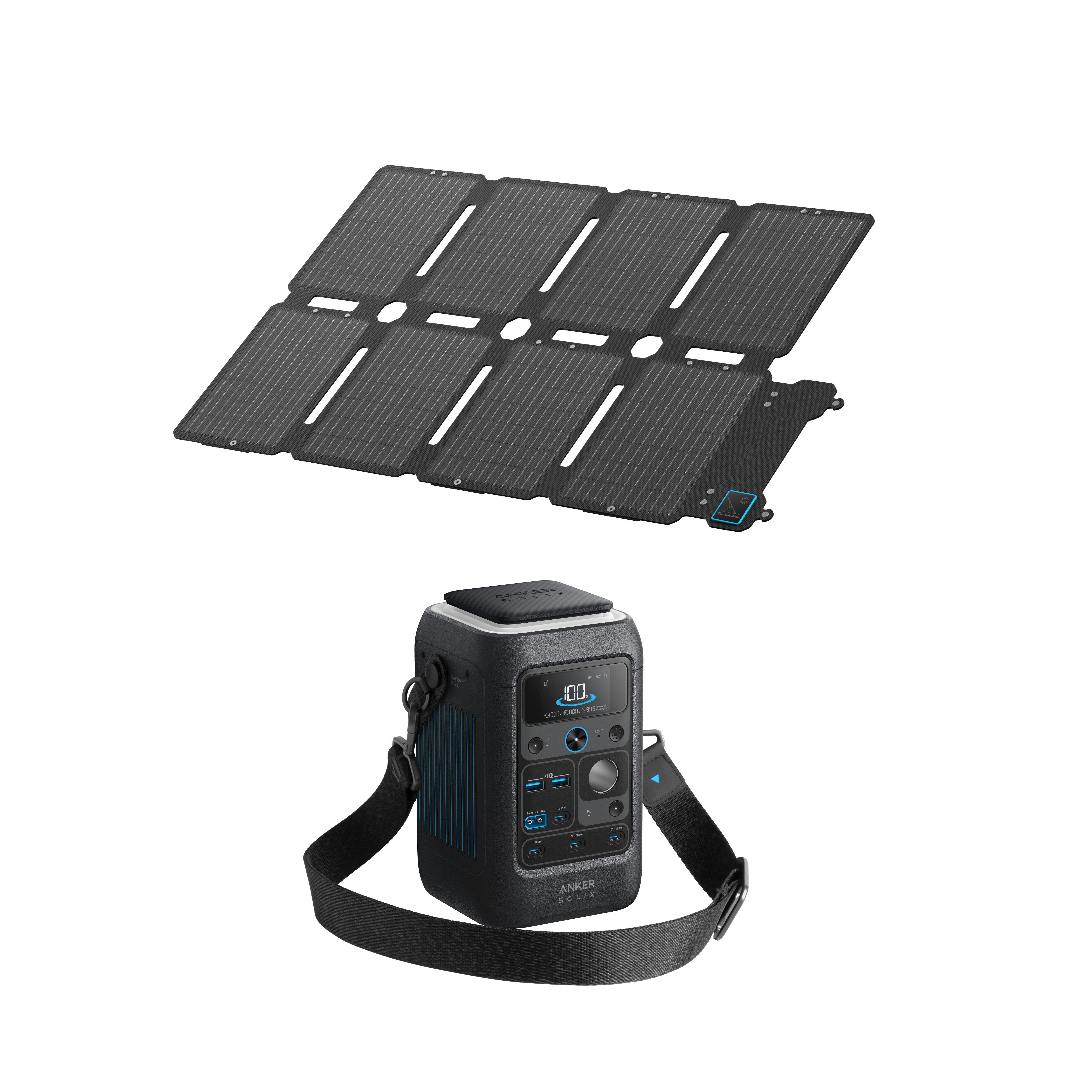 Anker - Kit Station Électrique Anker Solix C300x Dc Avec Panneau Solaire Ps100x(100w) - Station D'Énergie - Gris - Taille Unique - Decathlon
