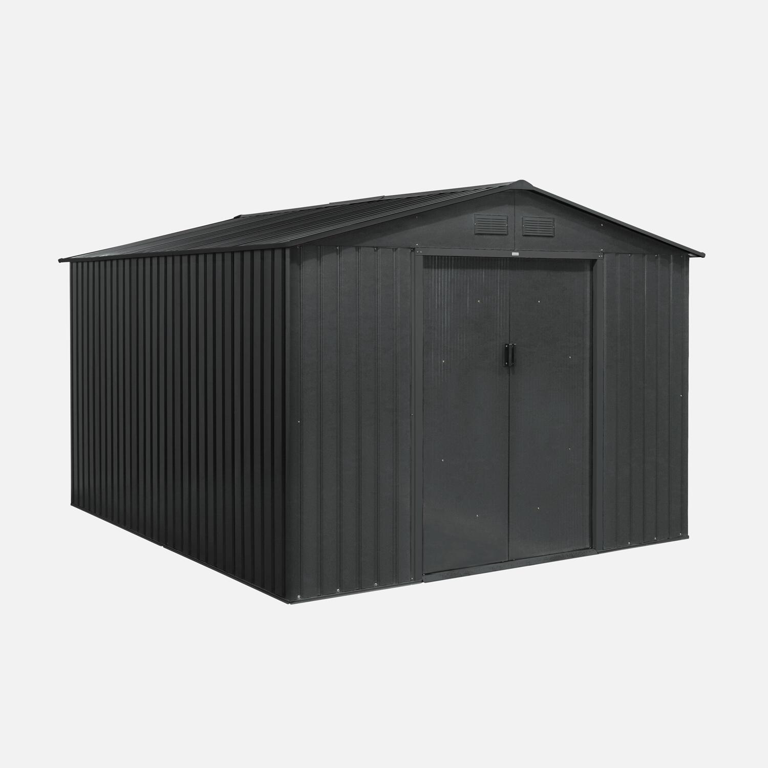 Sweeek Abrigo De Jardim Metálico 8,95M² Com Kit De Ancoragem, Antracite Cinzento da Decathlon