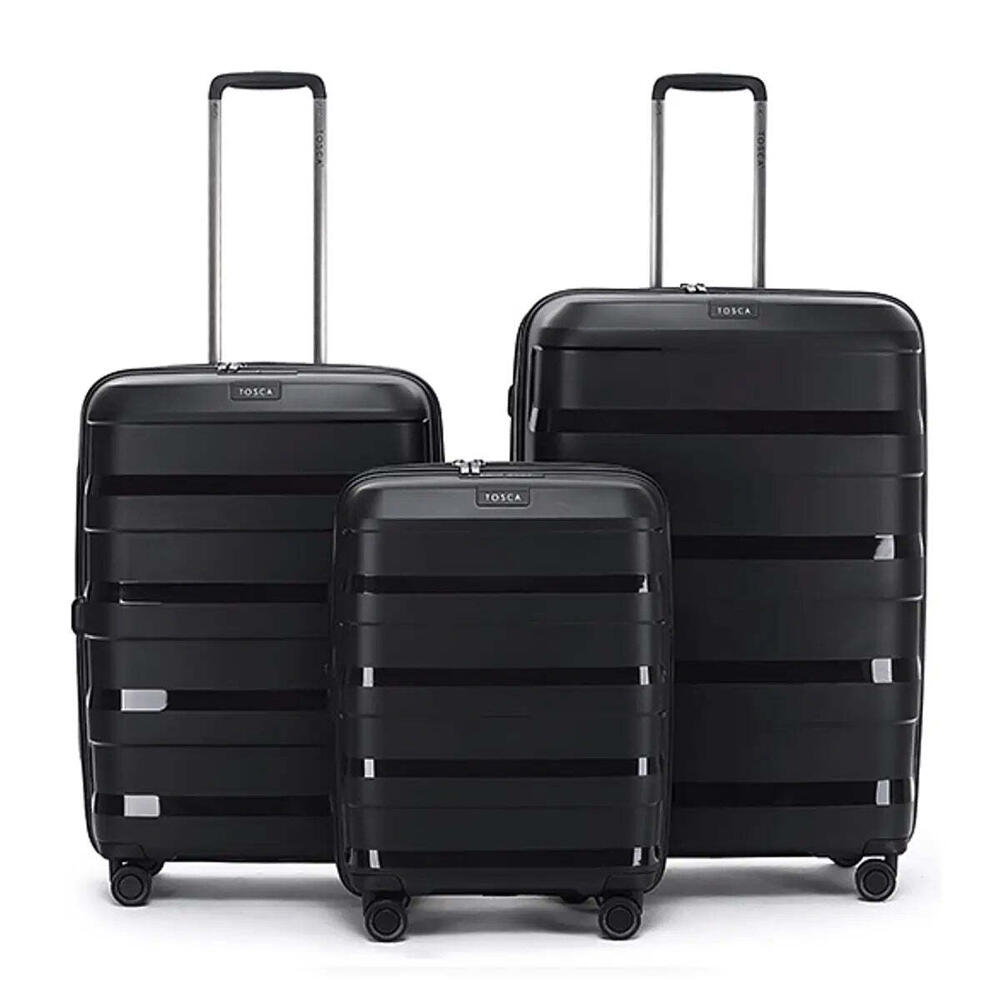 Tosca Comet 4-Wheel Expandable Suitcase Set of 3 - Black (Small, Medium & Large)