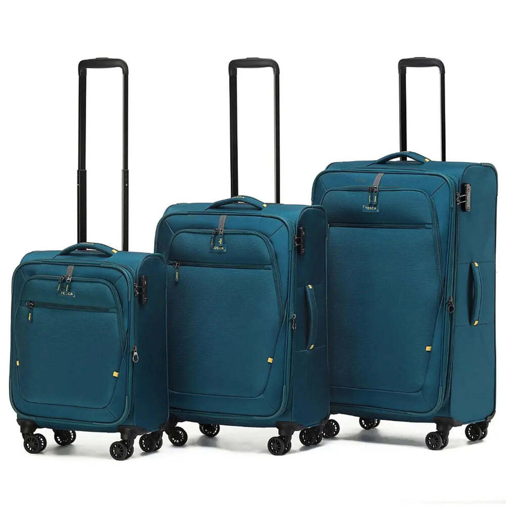 Tosca Luna-Lite 4-Wheel Expandable Suitcase Set of 3 Small, MED / LRG Teal/Lime