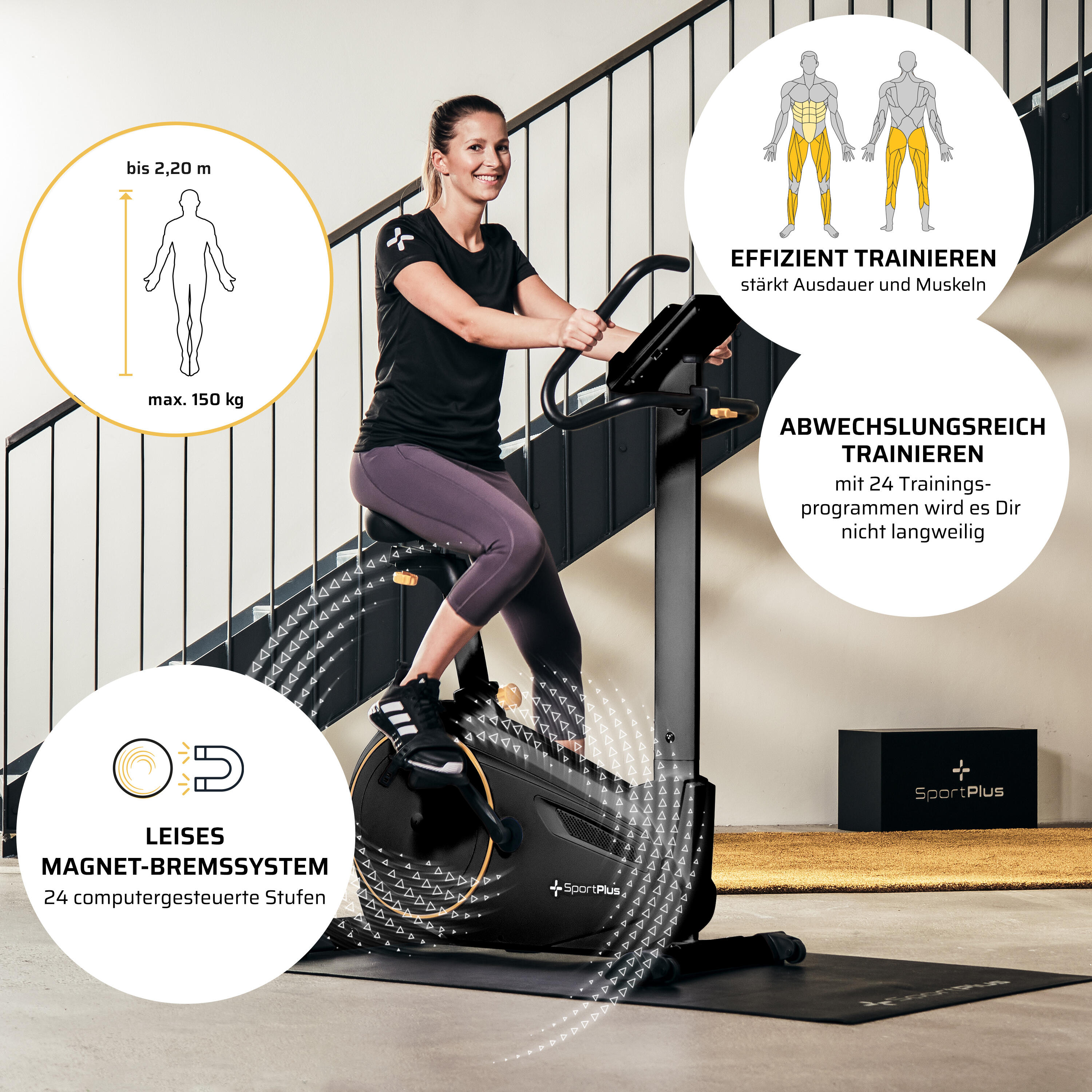 SportPlus vélo fitness avec app et 12 programmes 7/7