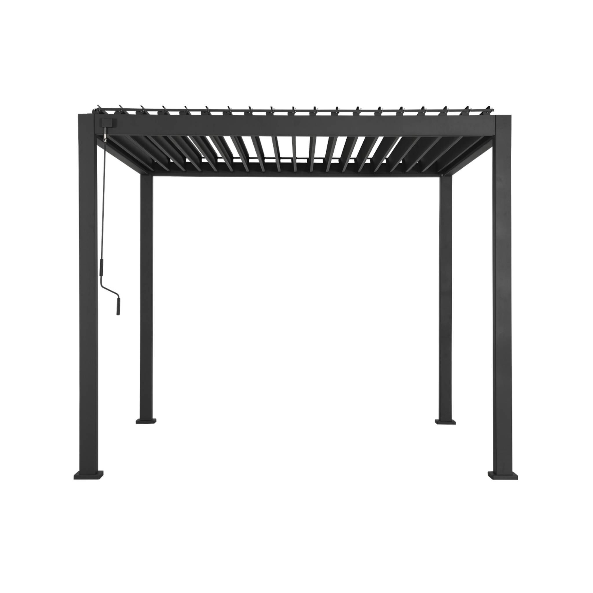 Pérgola bioclimática 3x3m de aluminio con lamas orientables, Antracita 5/6