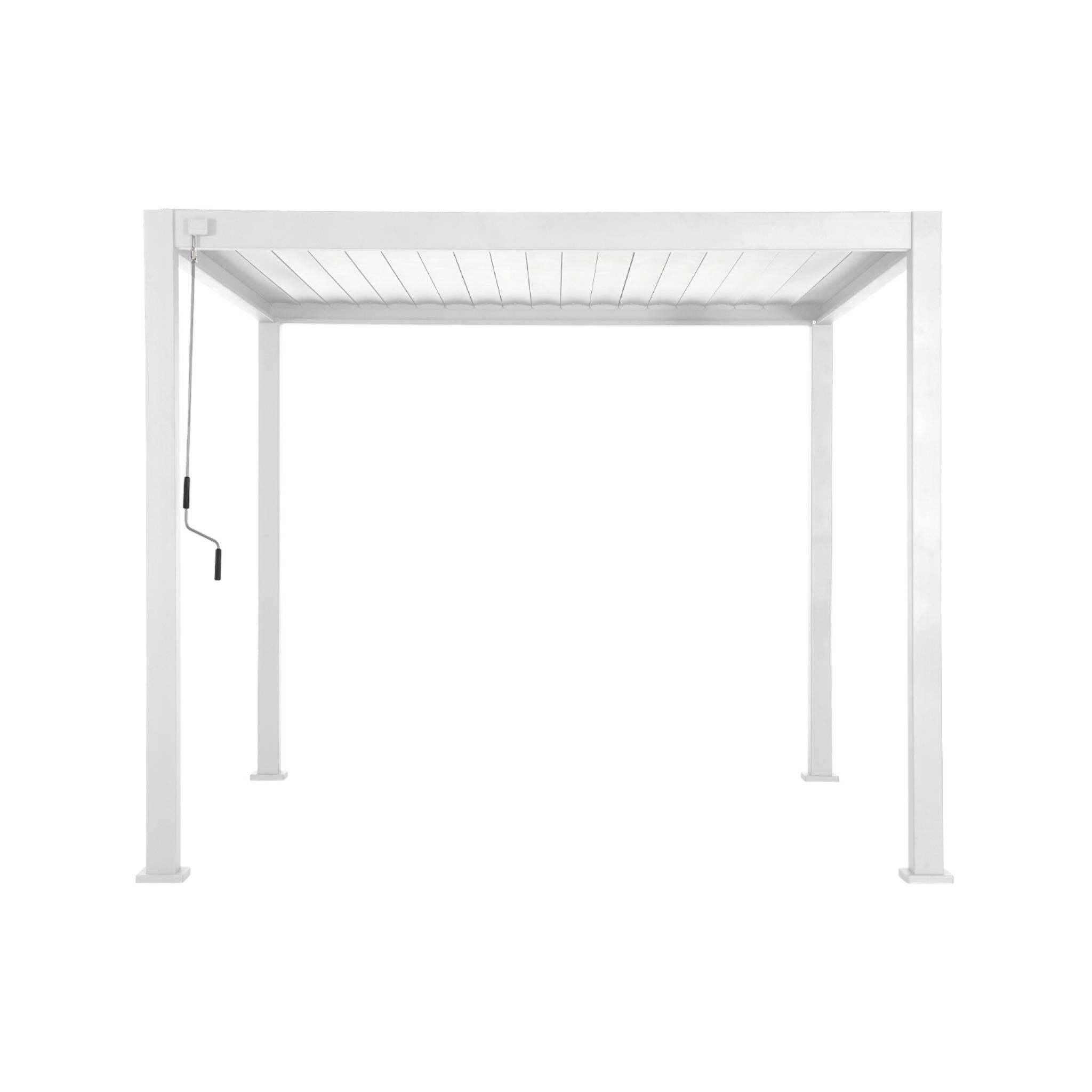 Pérgola bioclimática 3x3m de aluminio con lamas orientables, Blanco 4/6