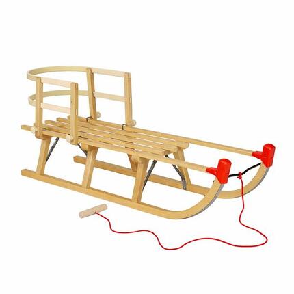 Zestaw sanki drewniane AD324/3M 120 cm + AD303 oparcie beżowe + AD300 sznurek