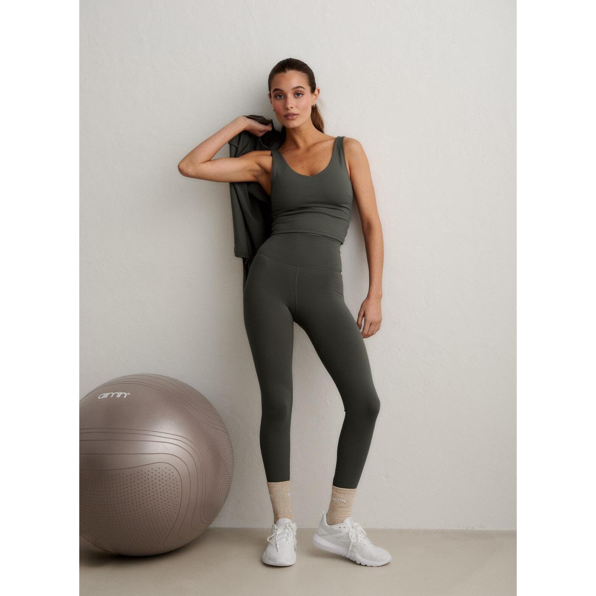 Aim'n - Femme Leggings Évacuation De L'Humidité Résistant Au Squat Vert Lierre - Legging - Vert - Decathlon