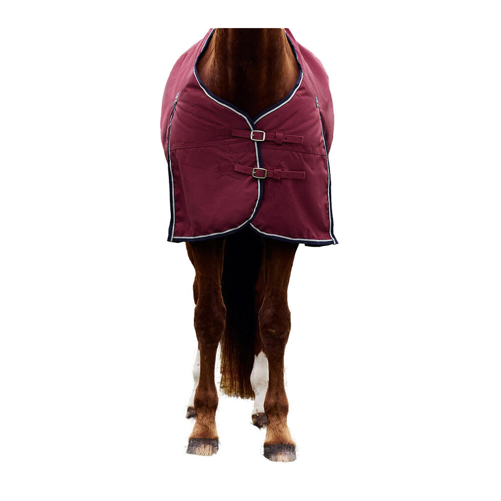 Comfitec Prelim StandardNeck Plain 220g Horse Turnout Rug (Burgundy/Navy) 2/4
