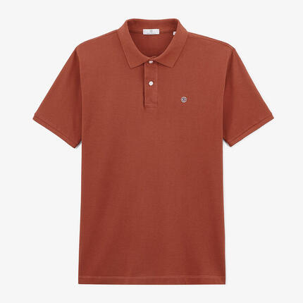 Polo manches courtes en coton maille piquée Lucas orange rouille