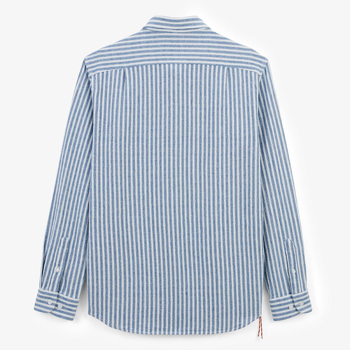 Camicia a maniche lunghe a righe in cotone azzurro cielo 3/7
