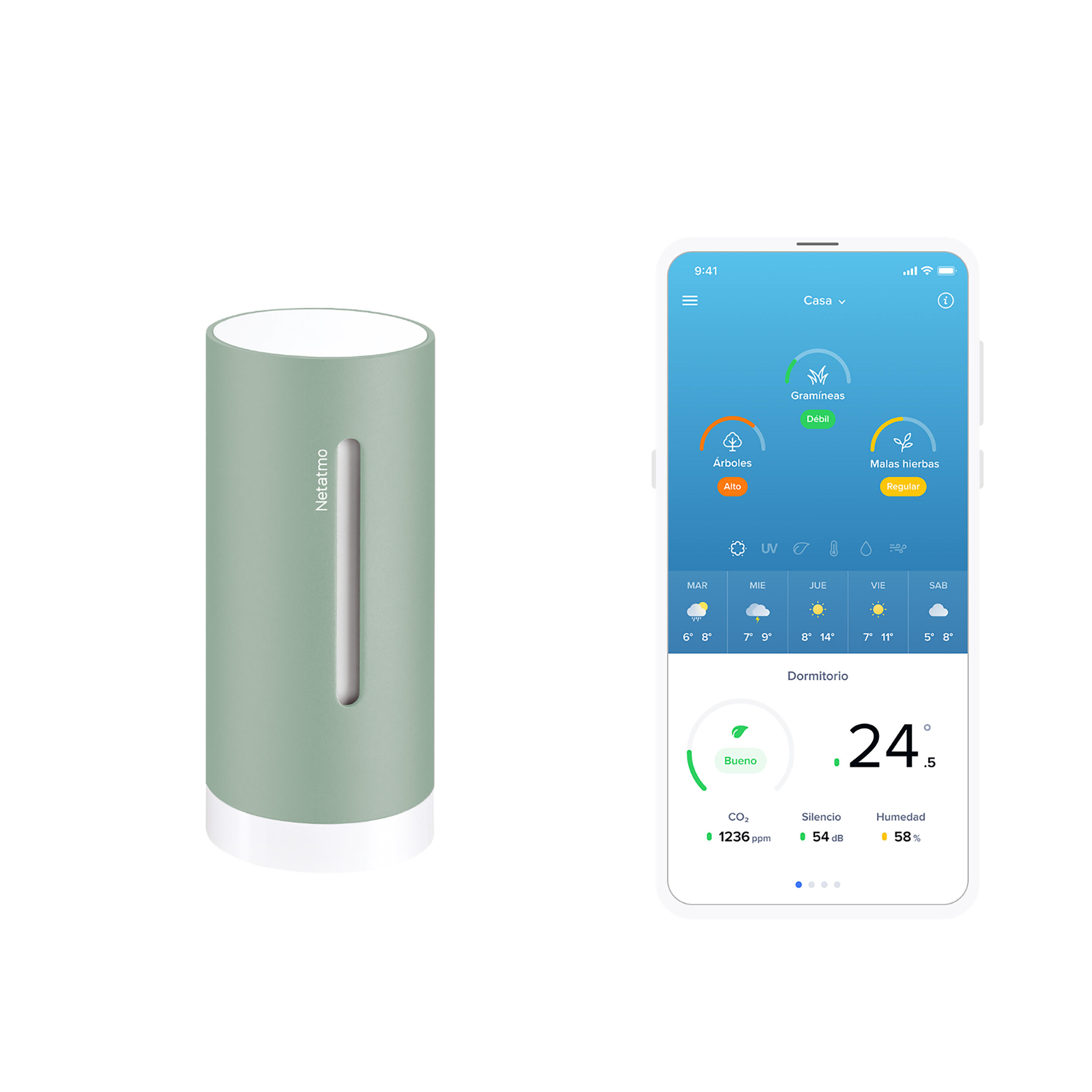 Netatmo módulo adicional estación meteorológica verde menta 3/5