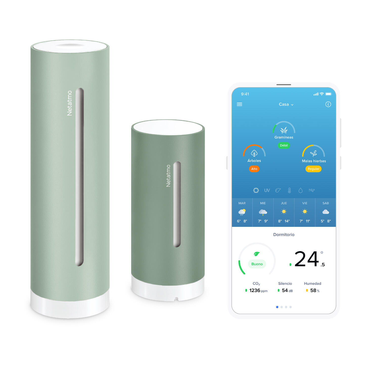 Netatmo estación meteorológica original verde menta 2/5