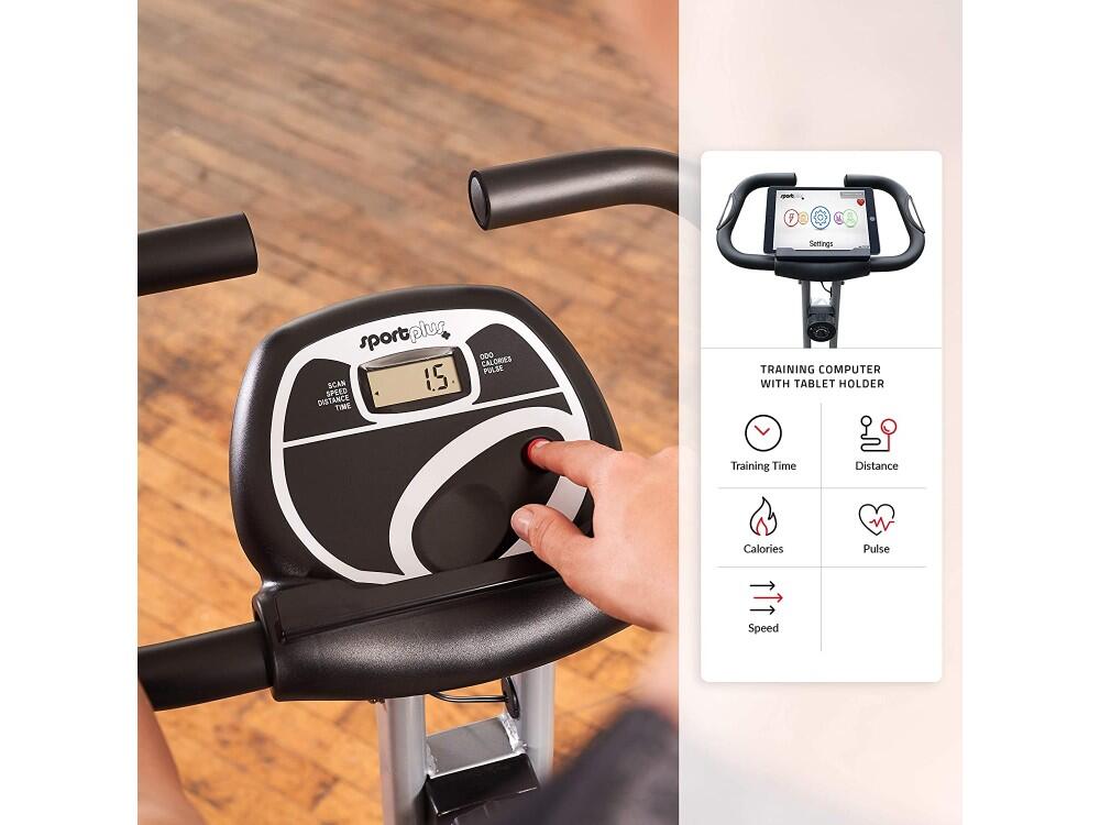 SportPlus S-Bike Heimtrainer, klappbar, mit Rückenlehne und Pulsmessung 3/7
