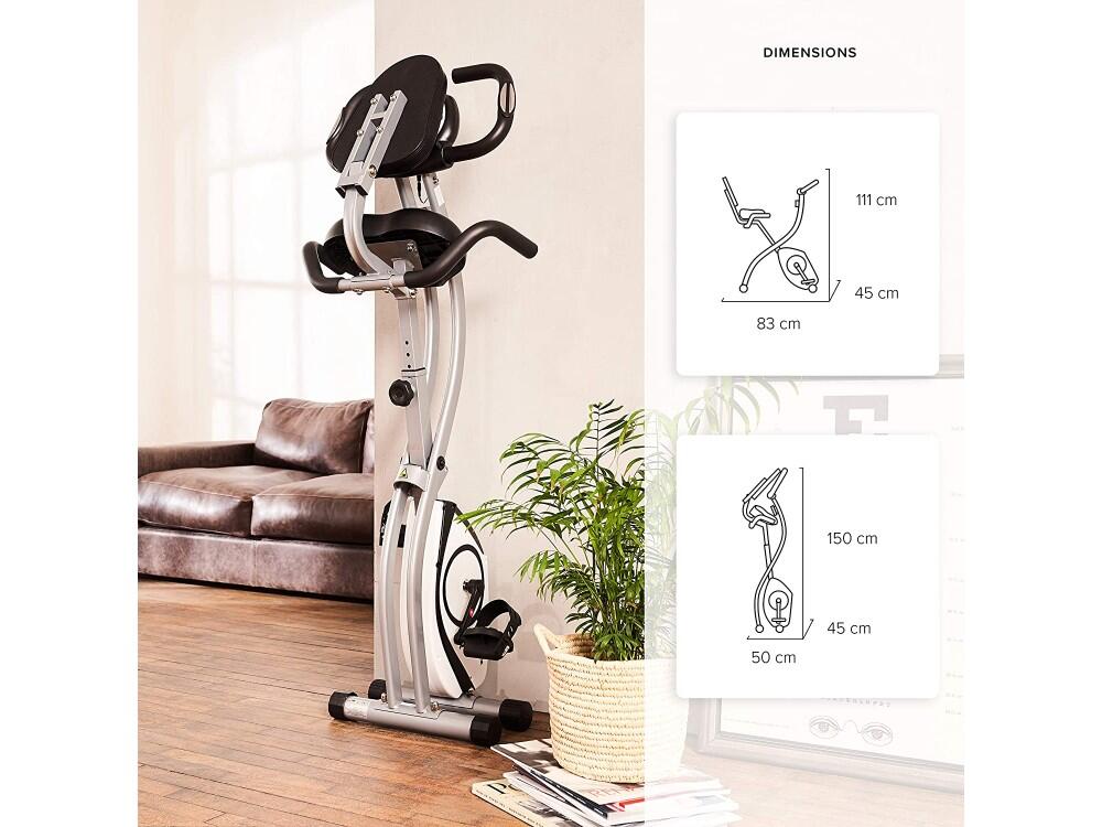SportPlus S-Bike Heimtrainer, klappbar, mit Rückenlehne und Pulsmessung 4/7