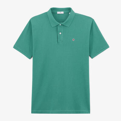 Korte mouwen polo van katoen in piqué lucas turquoise blauw