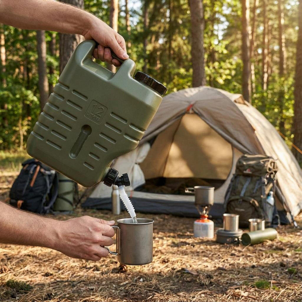 Réservoir d’eau portable 12 L vert avec bouchon pour tuyau 4/4