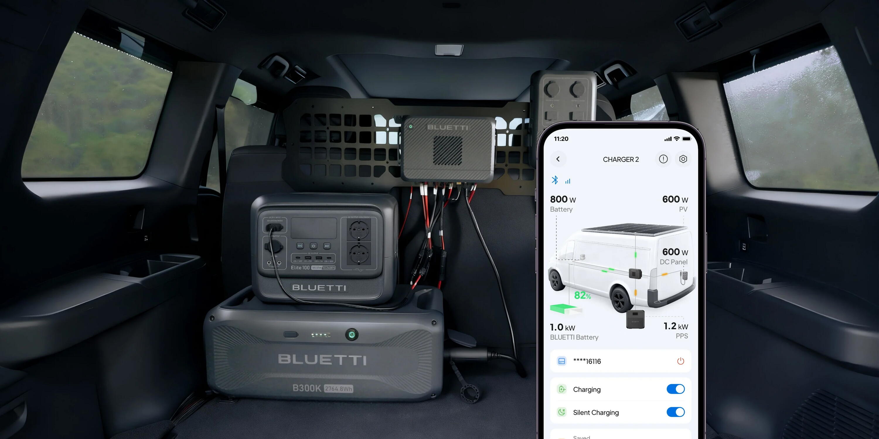 Kit BLUETTI AC270P com Charger 2, carregador DC duplo 1200W 5/8