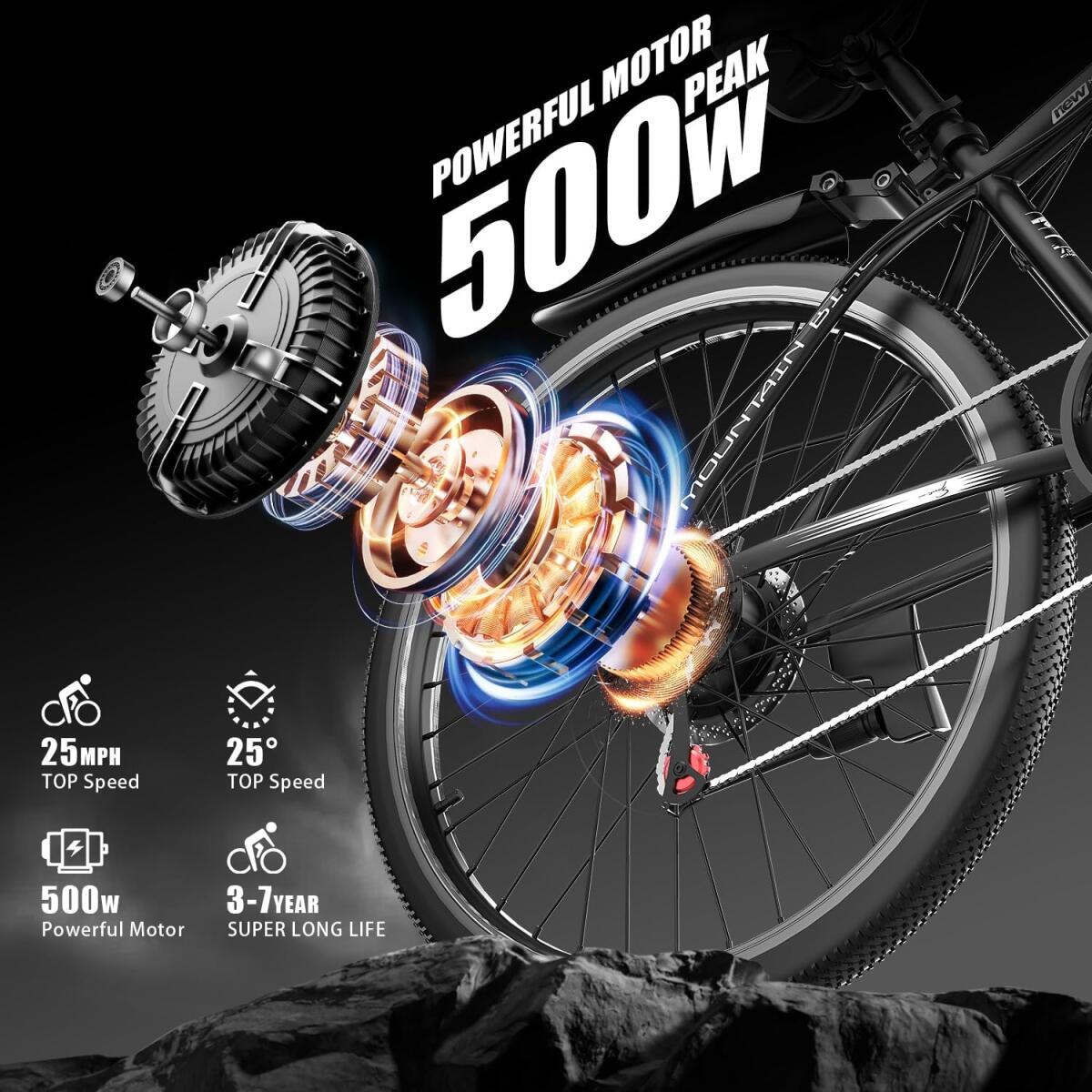 ASKGO G26 elektrische stadsfiets 500W, 48V 10Ah, 26" zwart 7/7