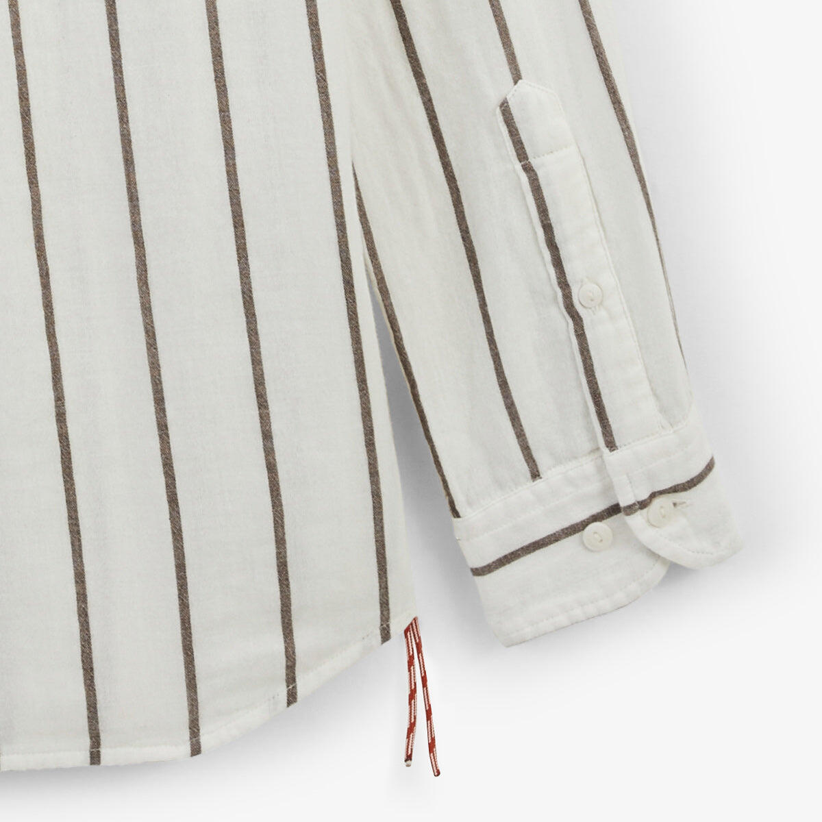 Camicia a maniche lunghe a righe larghe in cotone verde argilla 4/6