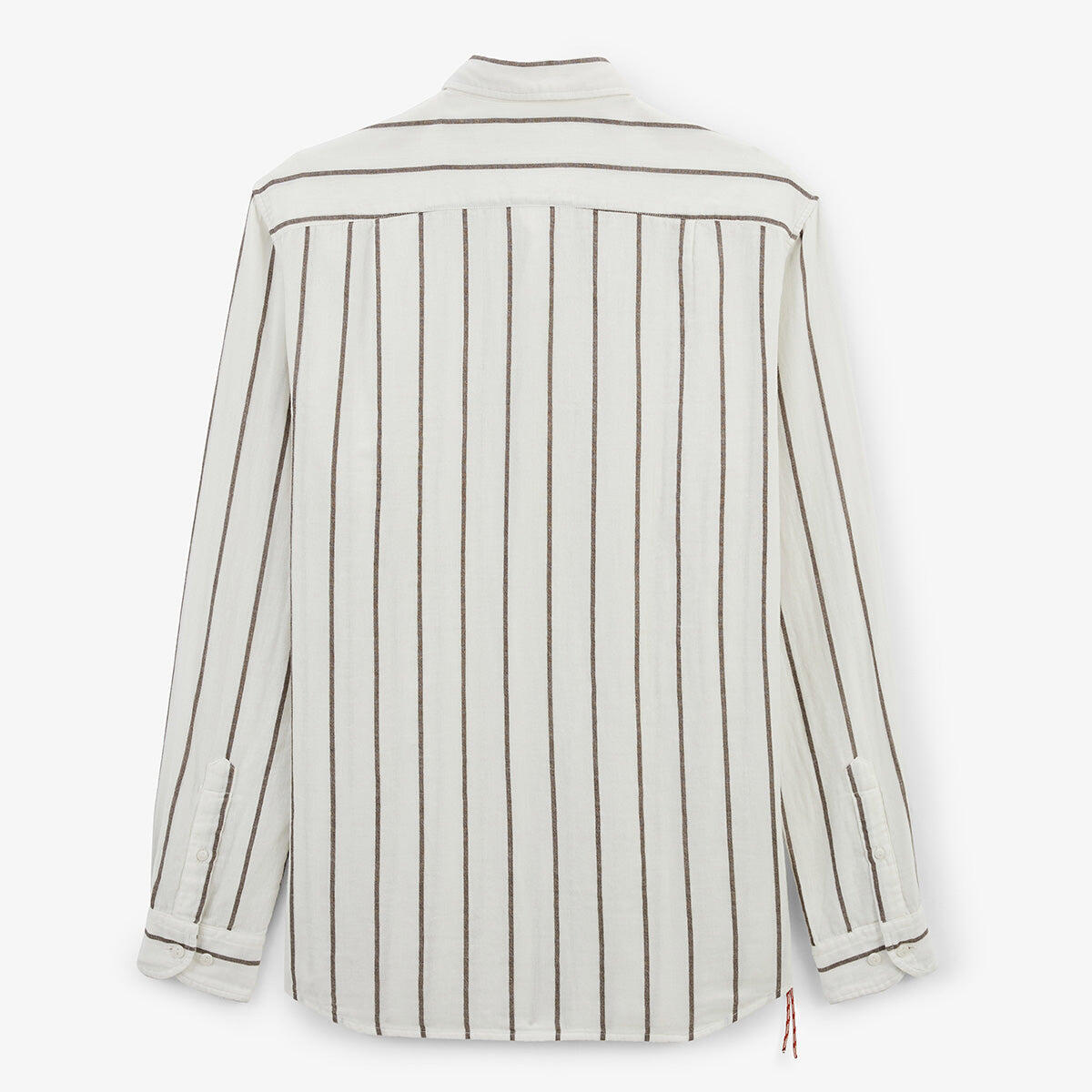 Camicia a maniche lunghe a righe larghe in cotone verde argilla 3/6
